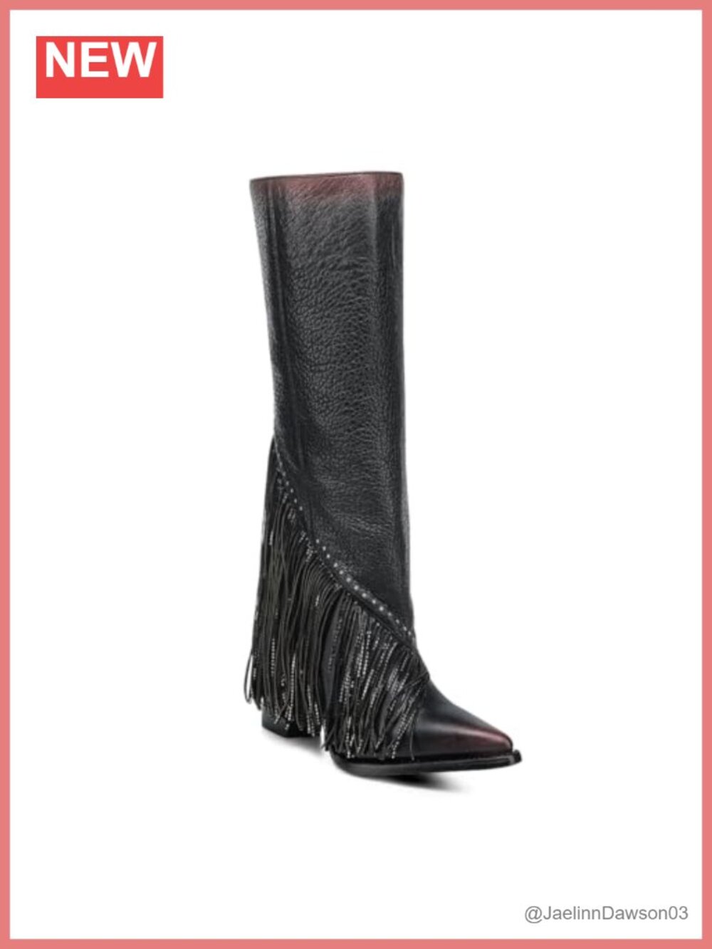 Women's Tall Western Fringe Boots with Pointed Toe & Leather Upper